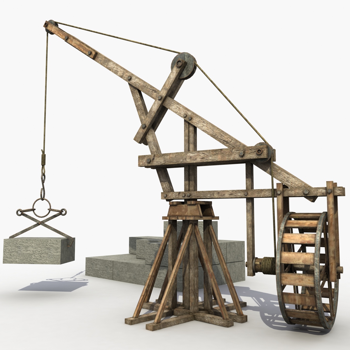 3D model wooden crane