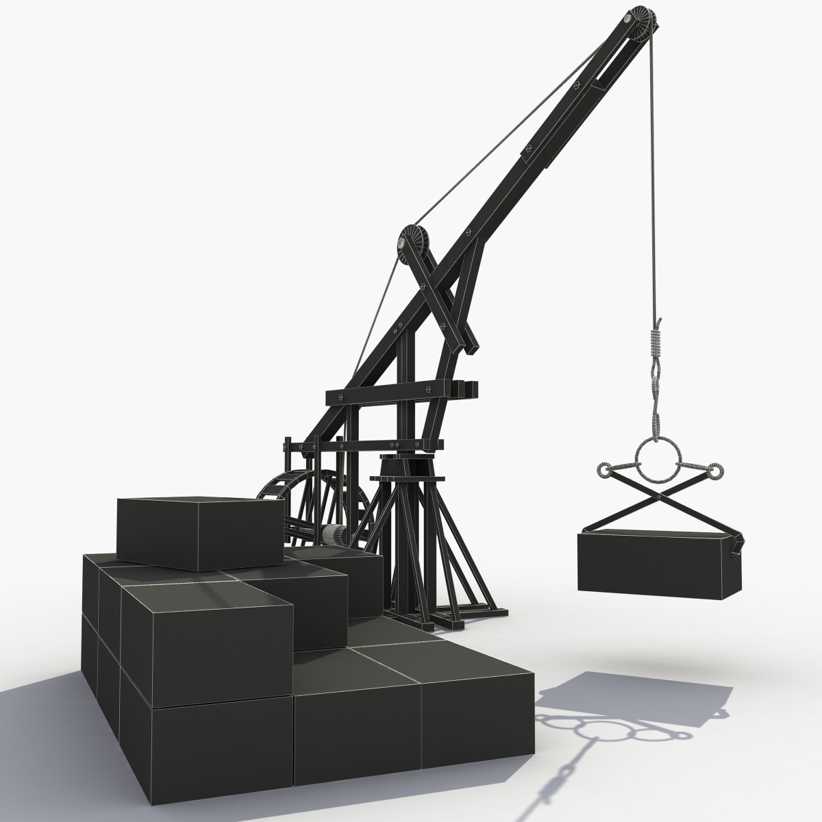 3D model wooden crane