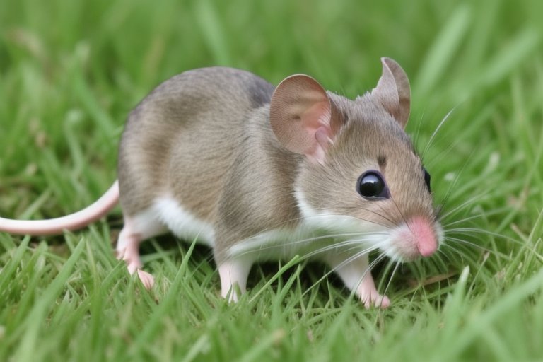 Илюстрация. Мышь на газоне.