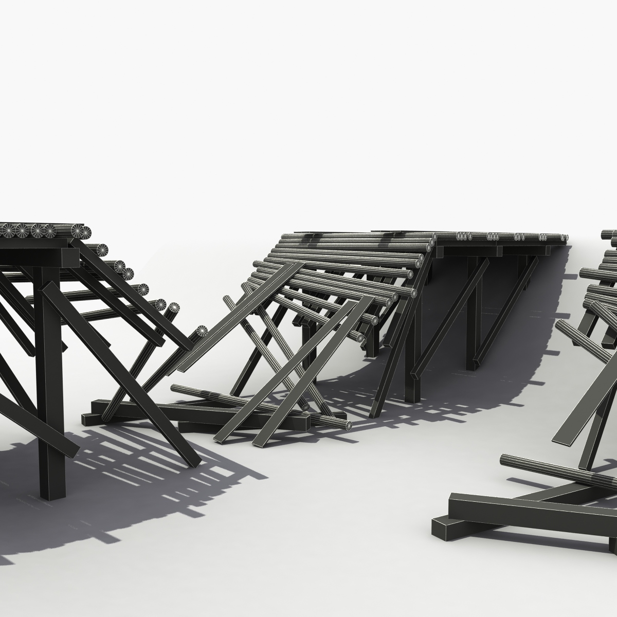 3D model Destroyed Wooden Bridge
