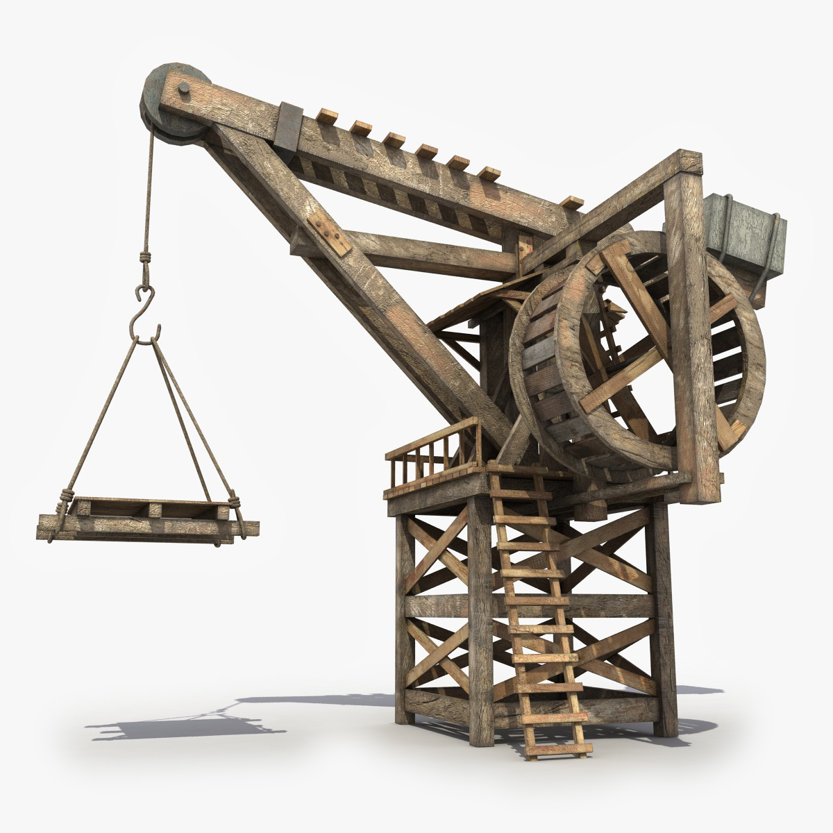 3d model Old Wooden Crane (3d модель старого деревянного подъемного крана)