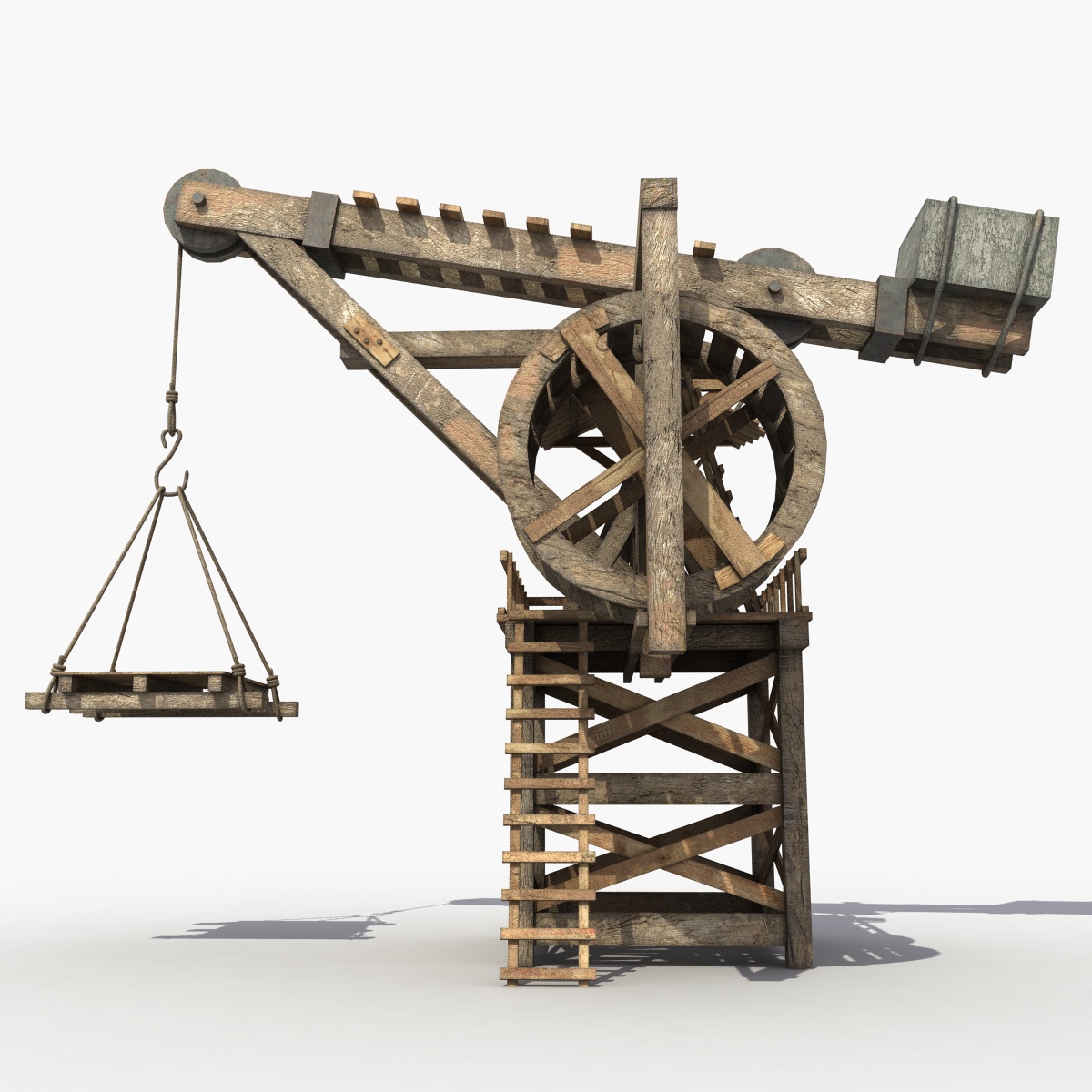 3d model Old Wooden Crane (3d модель старого деревянного подъемного крана)