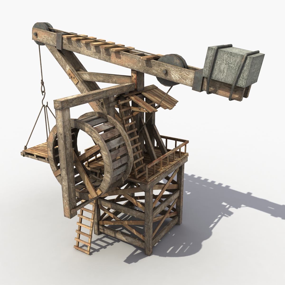 3d model Old Wooden Crane (3d модель старого деревянного подъемного крана)