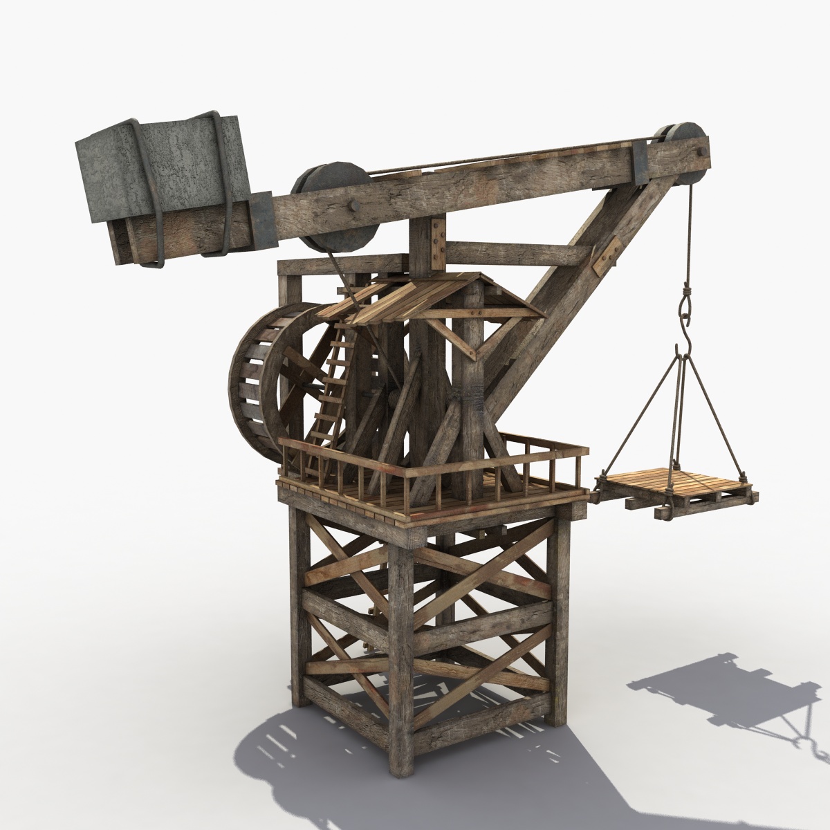3d model Old Wooden Crane (3d модель старого деревянного подъемного крана)
