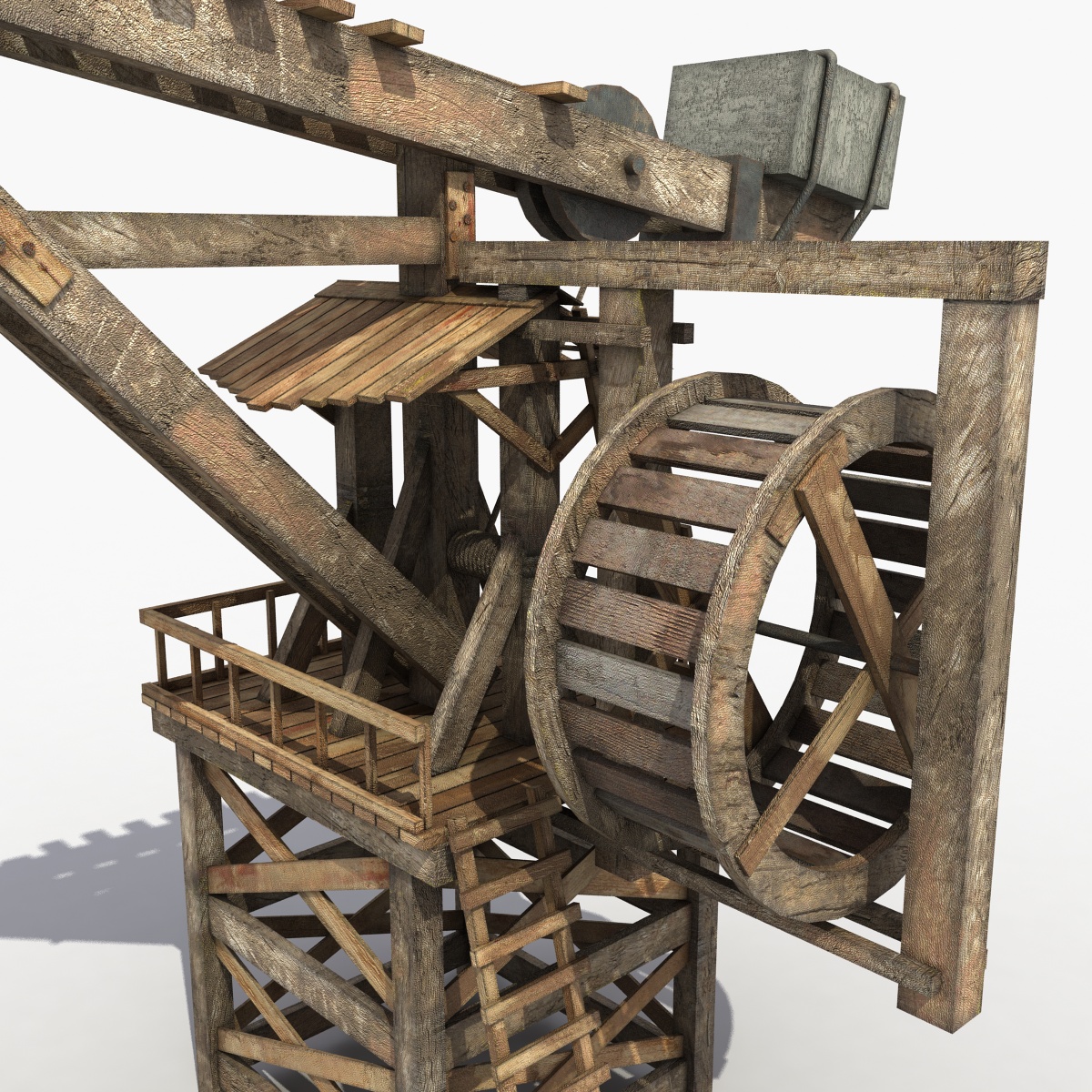 3d model Old Wooden Crane (3d модель старого деревянного подъемного крана)