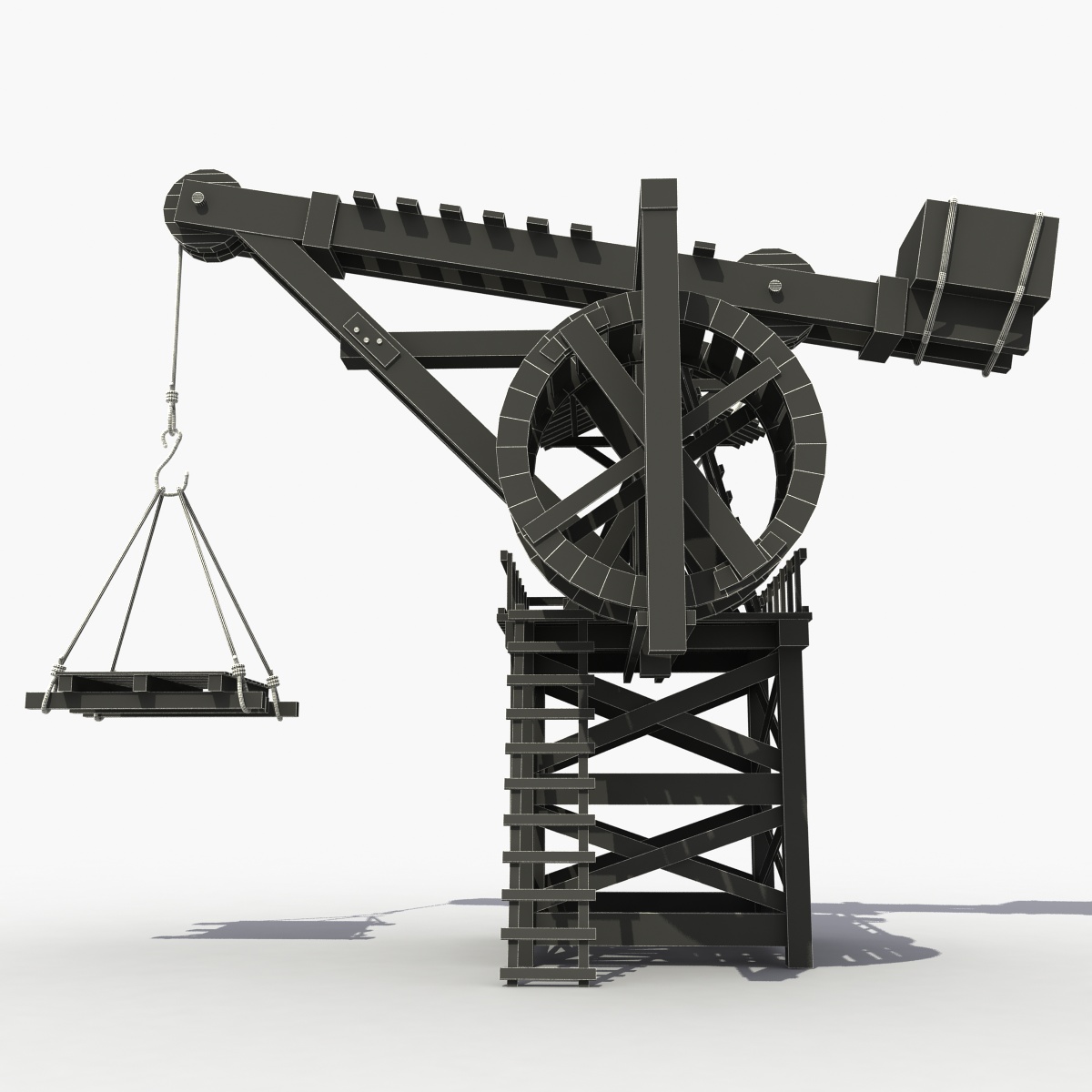 3d model Old Wooden Crane (3d модель старого деревянного подъемного крана)
