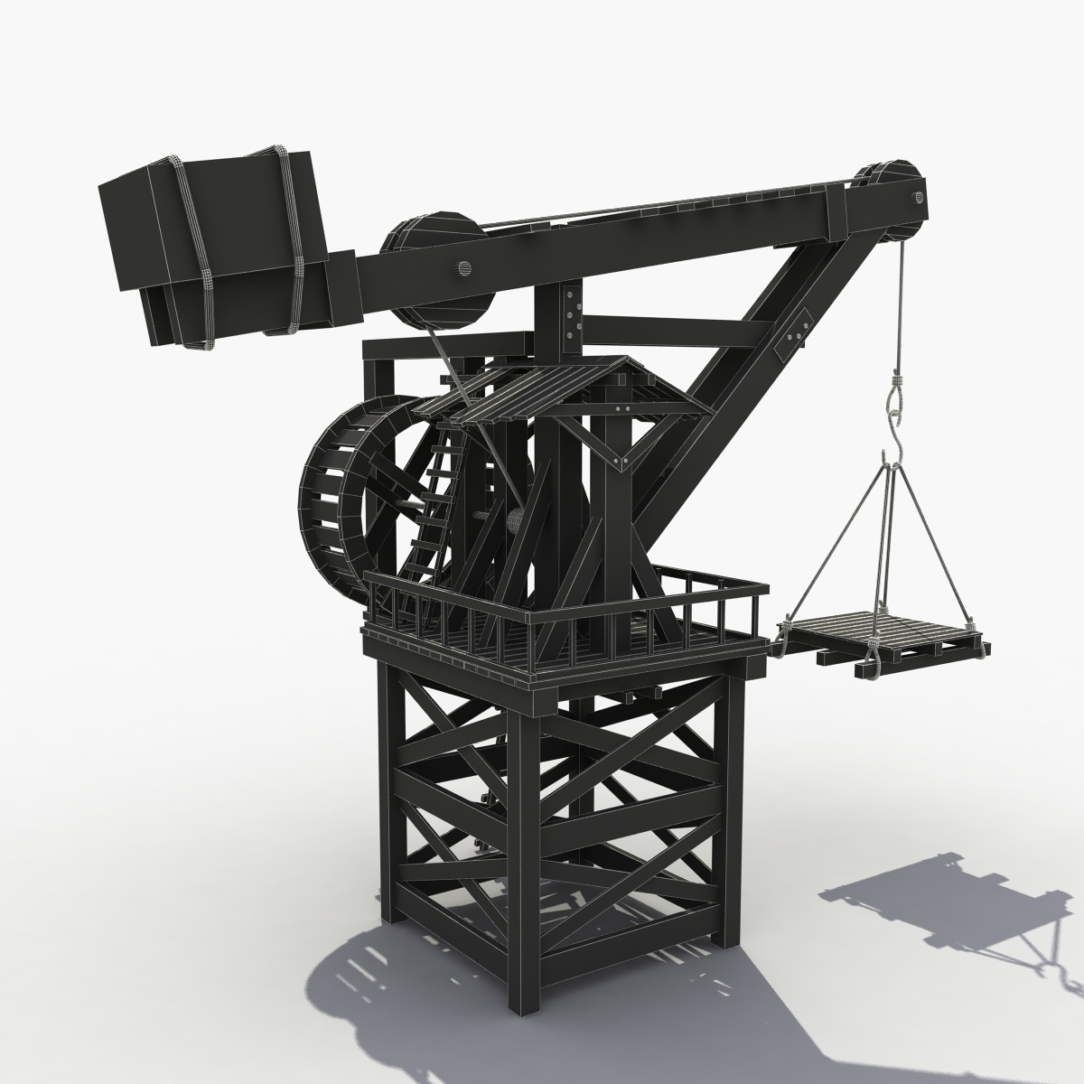 3d model Old Wooden Crane (3d модель старого деревянного подъемного крана)