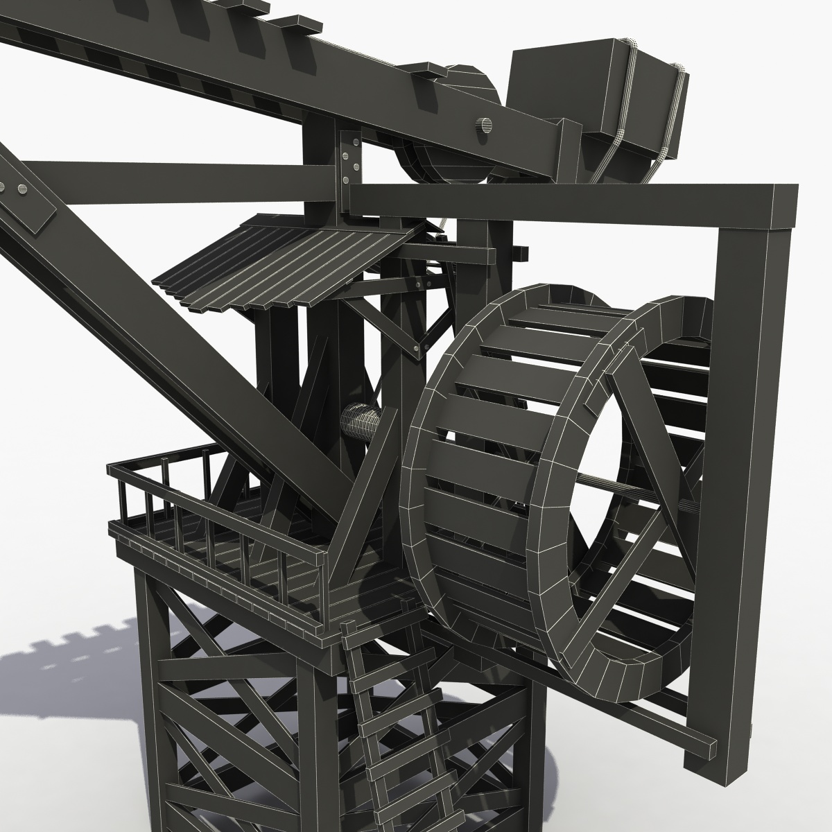 3d model Old Wooden Crane (3d модель старого деревянного подъемного крана)