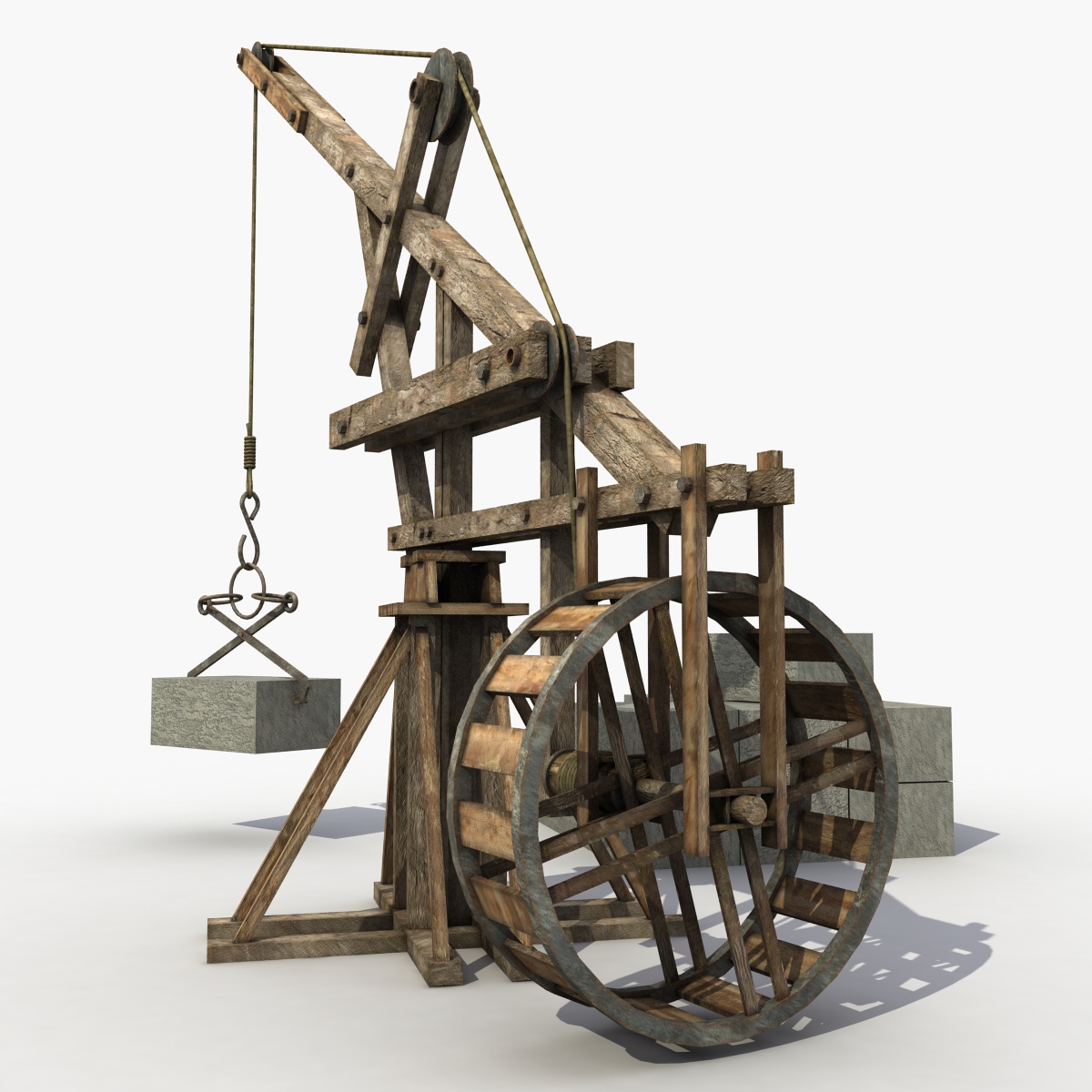 3D model wooden crane