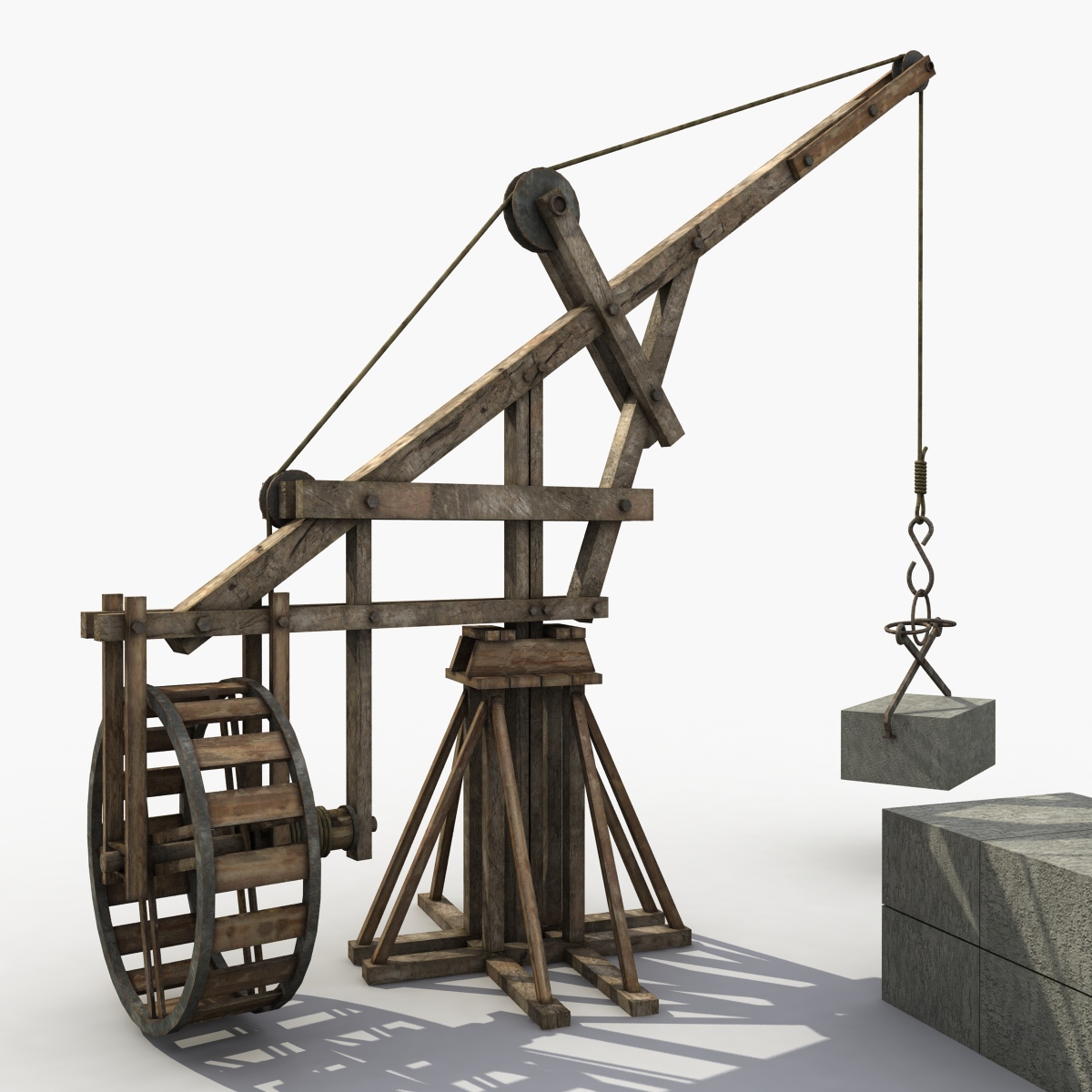 3D model wooden crane