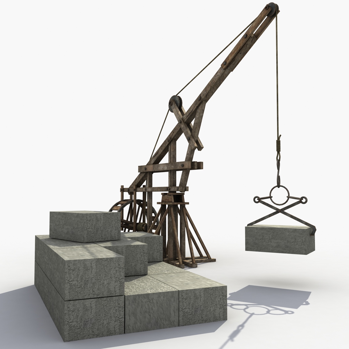 3D model wooden crane