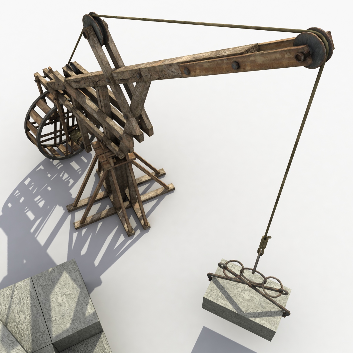 3D model wooden crane