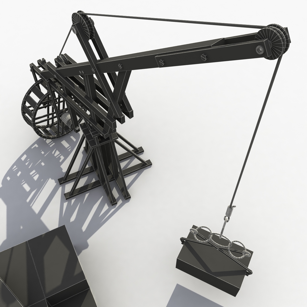 3D model wooden crane