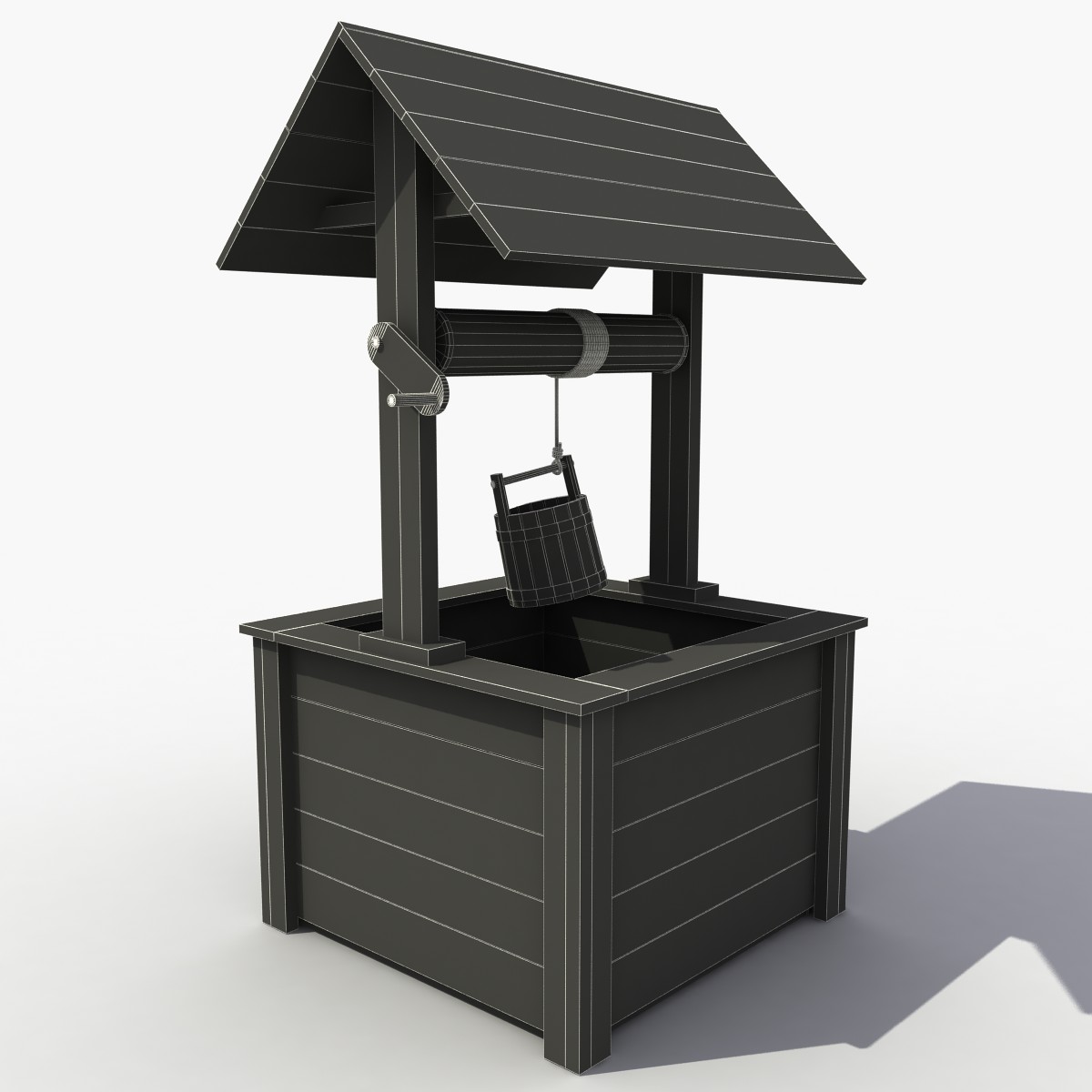 3d model wooden well (деревянный колодец)
