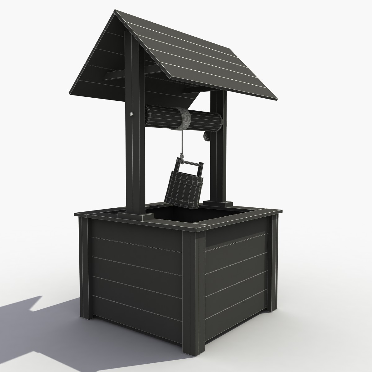 3d model wooden well (деревянный колодец)